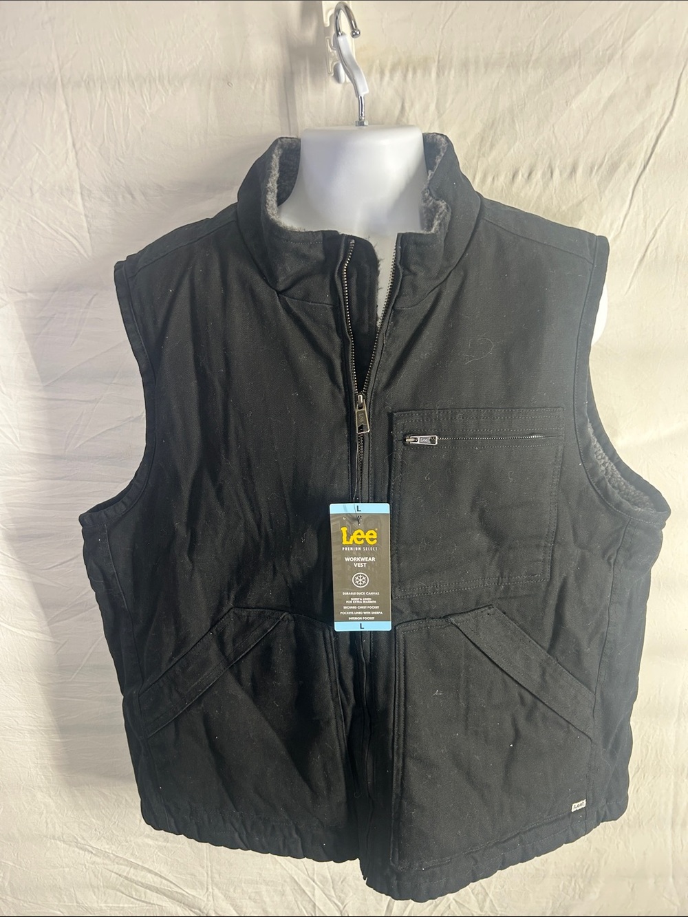 Lee Black Fleece-Lined Work Vest